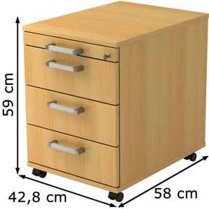 Produktbild für Rollcontainer Hammerbacher H-Serie, aus Holz, buche