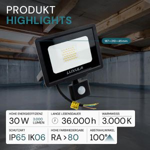 Produktbild für LED-Außenstrahler Luxula LX400122, IP65 wasserdicht