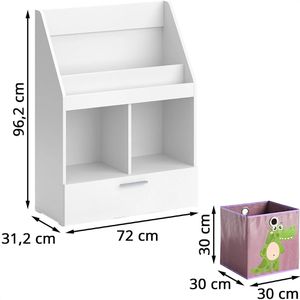 Produktbild für Bücherregal Vicco Luigi, weiß, mit 2 Faltboxen