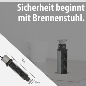 Produktbild für Einbausteckdose Brennenstuhl Tower Power, 2m Kabel, versenkbar