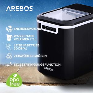 Produktbild für Eiswürfelmaschine Arebos Kunststoff, schwarz