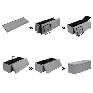 Produktbild für Sitztruhe Songmics hellgrau, 110 x 38 x 38cm