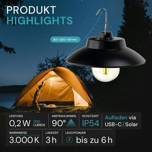 Produktbild für Campinglampe Luxula LXSO700119, mit Solar