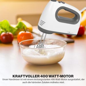 Produktbild für Handmixer Clatronic HM 3775, weiß, 5 Geschwindigkeiten