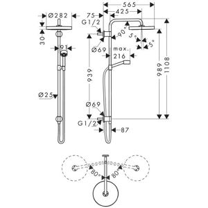 Produktbild für Duschsystem AXOR One Showerpipe 280 1jet,verchromt