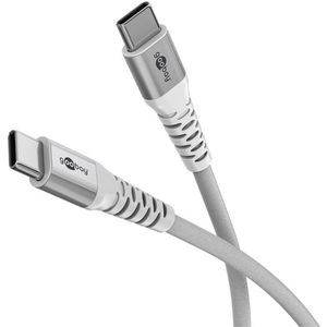 Produktbild für Ladekabel Goobay 70195 Textilkabel, weiß, 3m