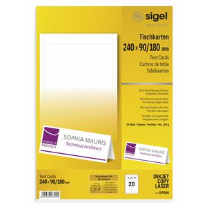 Produktbild für Tischkarten Sigel DP050, weiß, blanko