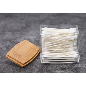 Produktbild für Wattestäbchenbehälter Böttcher-AG transparent, Bambusdeckel
