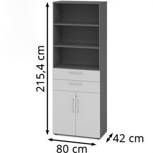 Produktbild für Kombischrank Hammerbacher Serie 9 Advanced, grau / graphit