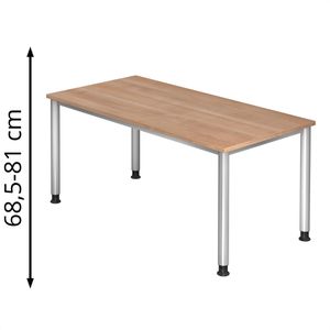 Produktbild für Schreibtisch Hammerbacher H-Serie, nussbaum / silber