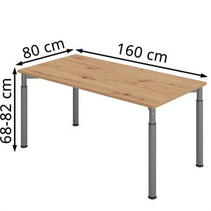 Produktbild für Schreibtisch Hammerbacher Y-Serie, asteiche / graphit
