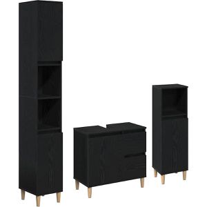Badmöbel-Set vidaXL 3333086, schwarz, 3-teilig