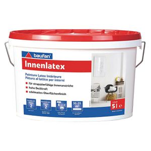 Baufan Wandfarbe Innenlatex, weiß, Latexfarbe, matt, 5 Liter