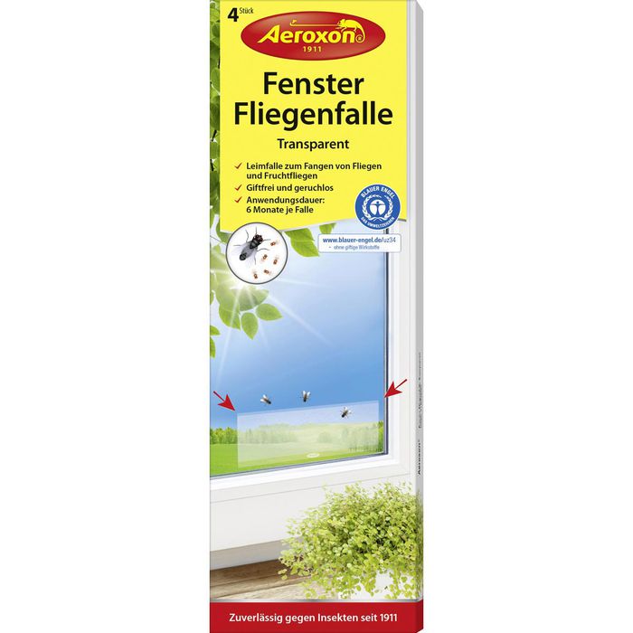 Aeroxon Fliegenfänger Fenster-Fliegenfalle, Klebestreifen, giftfrei