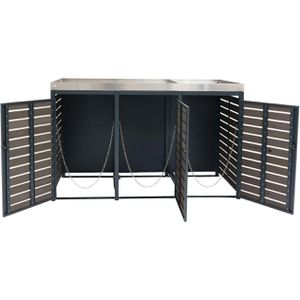 Produktbild für Mülltonnenbox Mendler HWC-K14, WPC/Metall