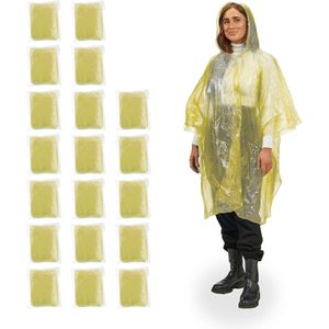 Regenponcho Relaxdays Länge 98 cm, Einweg, 20 Stück