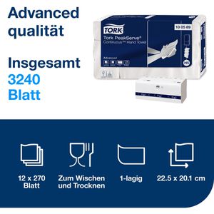 Produktbild für Papierhandtücher Tork PeakServe Endlos, 100589, H5, 1-lagig