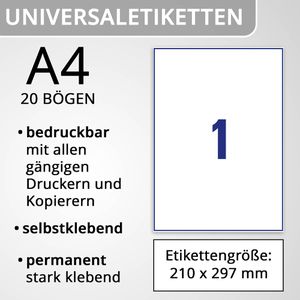 Produktbild für Universaletiketten Zweckform L7877-20, weiß