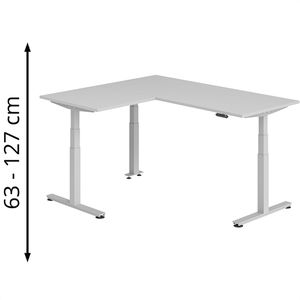 Produktbild für Schreibtisch Hammerbacher XDSMW, lichtgrau / silber