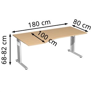 Produktbild für Schreibtisch Geramöbel Flex S-617306-BS, buche / silber