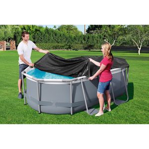 Produktbild für Poolabdeckung Bestway 58424, aus PE, schwarz, mit Spannseil