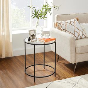 Produktbild für Beistelltisch Vasagle LGT020B01, schwarz, aus Glas / Metall