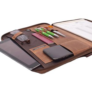Produktbild für Schreibmappe Menzo MB47, deltabraun, Echt Leder