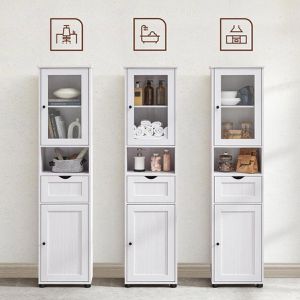 Produktbild für Badschrank Vasagle BBK163T44, mit 4 Füßen, weiß