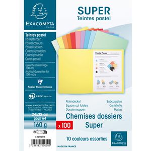 Produktbild für Aktendeckel Exacompta 340000E Super, A4, farbig sortiert