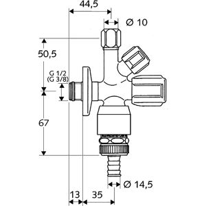 Produktbild für Eckventil SCHELL Kombi Comfort, aus Messing, selbstdichtend