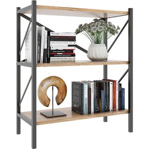 Produktbild für Bücherregal VCM Insasi, 918396, schwarz / honig eiche