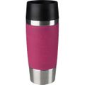Isolierbecher Emsa Travel Mug 513550, 360 ml hält 4h warm, Edelstahl doppelwandig, himbeer