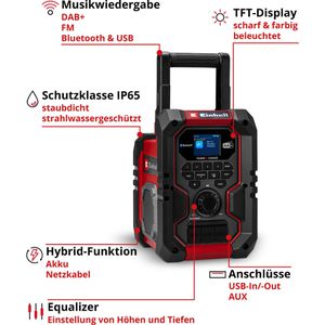 Produktbild für Baustellenradio Einhell TE-CR 18 Li DAB+/FM/BT-Solo, Akku 18V