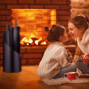 Produktbild für Kaminbesteck Relaxdays 10038755, aus Metall, schwarz, 4-teilig