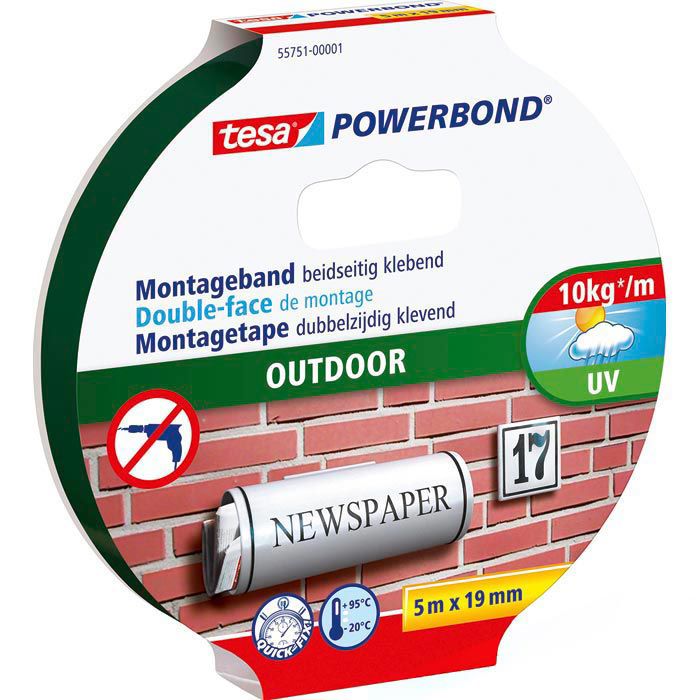 Tesa Montageband Powerbond Outdoor, 10kg/m, doppelseitig klebend