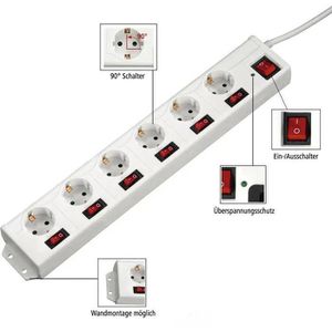 Produktbild für Steckdosenleiste Hama 6+1 XL 00223159, 1,4m Kabel