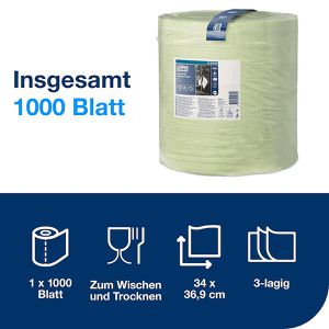 Produktbild für Putztuchrolle Tork Industrie, 129364, W1, aus Zellstoff, grün