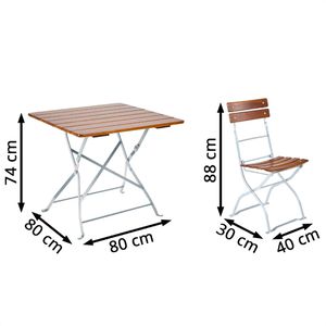 Produktbild für Bistrotisch RUKU1952 TQU80S4NU, wetterfest, eckig, 5-teilig