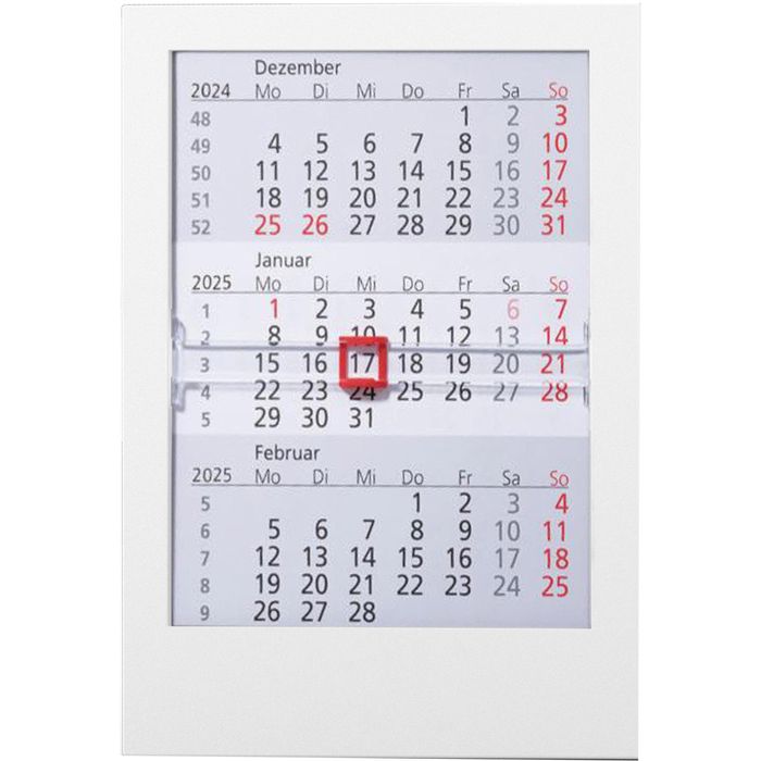 Geiger Tischkalender Box 3, 3 Monate auf 1 Seite, mit Datumsschieber, 12x18cm - Böttcher AG