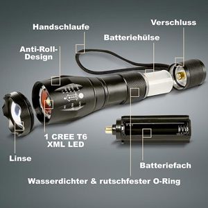Produktbild für Taschenlampe Eaxus 10W, LED, mit Batterie