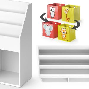Produktbild für Bücherregal Vicco Luigi, weiß, mit 2 Faltboxen