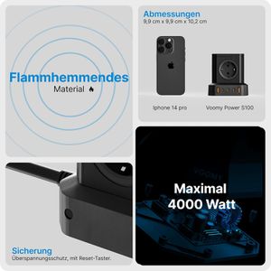 Produktbild für Steckdosenwürfel Voomy Power S100, mit Schalter, schwarz