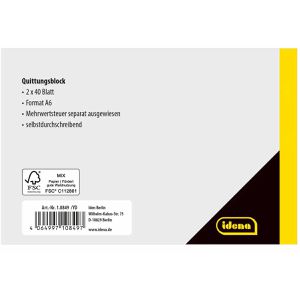 Produktbild für Quittungsblock Idena 10849, MwSt. separat