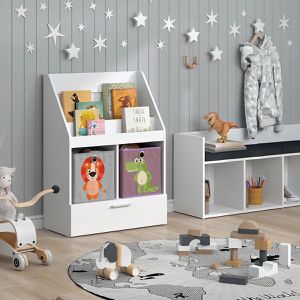 Produktbild für Bücherregal Vicco Luigi, weiß, mit 2 Faltboxen