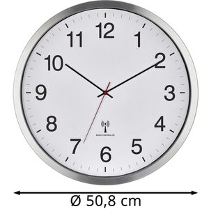 Produktbild für Wanduhr TFA 60.3548.02 XXL, Aluminium, analog, Funkuhr