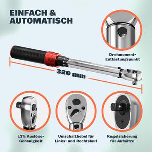 Produktbild für Drehmomentschlüssel Monzana 109715, 18-teilig