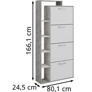Produktbild für Schuhschrank Vicco Orlando, beton grau / weiß