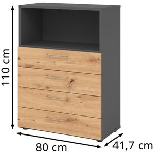Produktbild für Kombischrank Hammerbacher Serie 9 Advanced, asteiche / graphit