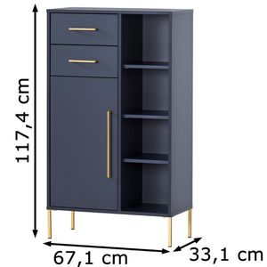 Produktbild für Highboard Schildmeyer Kent 153908, nachtblau, aus Holz