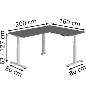 Produktbild für Schreibtisch Hammerbacher XDSMW, graphit / silber